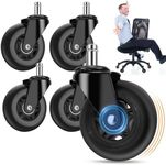 Office Chair Wheels, Outstanding Replacement Roller Blade Wheels for Office Gaming Desk Chairs - 3 Inch Caster Wheel Set of 5 Heady Duty Safe for Hardwood Floors and Carpet, Smooth & Quiet - Black