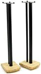 MOSECO 10 Black and Natural Bamboo Speaker Stands