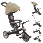 Globber Explorer Trike 4 in 1 Balance Bike Ride with Parent Handle - 10 Months Plus - 2 Year Warranty (Sand)