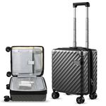 LUGGEX Underseat Carry On Luggage with Wheels - Polycarbonate Expandable Luggage Hard Shell Mini Suitcase (Black, 16 Inch)