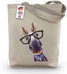 Donkey Tote Bag - Donkey Lover Gift - Donkey with Glasses Totes - Handmade Totes - Donkey Canvas Totes - Cute Donkey Reusable Shopping Bag - Donkey Gifts for Women - Grocery Bag - Handbag - Beach Bag