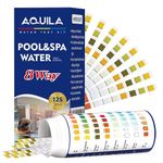 Aquila Pool & Spa Salt Water Test Strips, 8 Way Water Tester Kit, 125 Strips Testing pH, Total Alkalinity, Hardness, Cyanuric Acid, Total Chlorine, Free Chlorine, Bromine, Salt