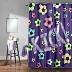 Lush Decor Girls Soccer Kick Shower Curtain, 72" x 72", Purple