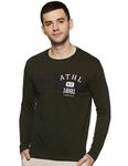 Van Heusen Men Athleisure Crew Neck T-Shirt - Long Sleeve, Printed_60095_Military Green_S