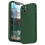 SURPHY Silicone Case Compatible with iPhone 13 Case 6.1 inch (2021), with Camera Protection Liquid Silicone Soft Gel Rubber Phone Case Cover with Microfiber Lining (Clover Green)