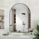 GLASHOM 30"x40" Black Arched Mirror for Bathroom, Wall Mounted Mirror, Aluminum Alloy Brushed Framed Wall Mirror, Anti-Rust, Large Mirror for Over Sink, Bedroom, Entryway (Vertical)