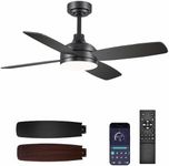 Ceiling Fans with Lights, 42 Inch Low Profile Ceiling Fan with Lights and Remote Control, 6-Speeds, Quiet DC Motor, Dimmable, Reversible, Modern Ceiling Fans for Bedroom, Indoor, Outdoor, Black