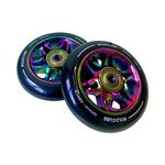 BOLDCUBE Stunt Scooter Wheels 100mm Pair - Pro Stunt Wheels Alloy Core - ABEC9 Bearings (Gem: Chrome/Black, 2 Wheels)