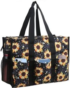 ABAMERICA Nurse Bags for Work Nursing Bag Multiple Pockets Waterproof Organizing Zip Top Clinical Bag for Nursing Students, C02- Generic Sunflower