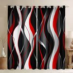 Loussiesd Red Grey Black Curtains Geometric Spiral Pattern Window Drapes for Kids Boys Girl Modern Abstract 30%-50% Blackout Curtain Grey White Window Treatments W46*L54