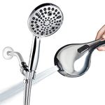 Phantom Cables WI1-42S High Pressure Handheld Shower Head, 10-Setting Showerhead, 4.7”Detachable Showerhead Set with 5ft Hose, Adjustable Bracket and Built-in Power Wash to Clean Tub