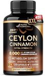 Ceylon Cinnamon Capsules - Extra Strength - Energy, Heart & Metabolism Support - for Men & Women - Pure Natural Extract 20:1 Supplement - Made in USA - GMO & Gluten Free, 120 Capsules, 4 Month Supply