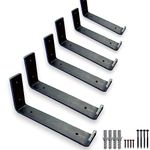 6 Pcs Heavy Duty Shelf Brackets for Scaffold Board Shelving - Shelves Support Industrial Rustic Style (Raw Steel, 225mm UP)