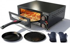 BeyGior Electric Pizza Oven Indoor,12 inch Countertop Pizza Maker with Viewing Window,Stainless Steel Commercial Pizza Oven, Removable Handle,Dual Baking Trays and Oven Mitts
