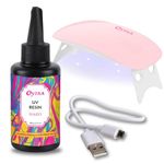 Oytra UV Resin Hard With Led Light Lamp 100 Grams DIY Craft Materials Clear Coat High Gloss Transparent Liquid for Earring Pendant Jewelry Casting Set for Beginners Artists Professionalists