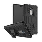 zivite Premium Silicone and Polycarbonate Real Hybrid Shockproof Bumper Defender with Kickstand Hybrid Desk Stand Back Cover for Mi Redmi Note 4X/ Redmi Note 4 - Black