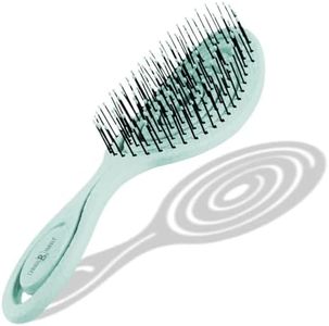 CHIARA AMBRA Bio Friendly Detangling Brush - No Tugging Detangler for Thick & Curly Hair or Extensions - Vegan Vent Hairbrush - Turquoise