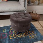 ETIQUETTE ART Office & Living room Stool Home Decor | Upholstered Round Velvet Tufted Foot Rest Ottoman | Ottoman with Storage for Living Room & Bedroom | Decorative Home Furniture (Brown)