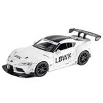 Invite Enterprise Diecast Model Metal Pull-Back Car with Sound Light and Opening Doors: A Kids' Toy Vehicle Gift (1:24 Toyota Supra GR LBWK - White)