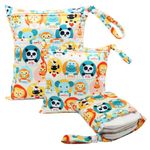 FYting 3 Pieces Diaper Bag for Babies, Waterproof Fabric Bag, Baby Toiletry Bag, Reusable, Waterproof, Wet, with Zip, for Swimming, Camping, Travel, Fitness, Beach (Sheep), panda, Fashion