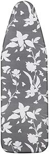 LEEWEITAS Ironing Board Covers 148x55cm, Extra Large Ironing Board Cover with 100% Cotton Top and Thick Padding, Easy Fit and Scorch Resistant (Grey Floral, XX-Large)