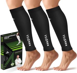 NEWZILL Calf Compression Sleeve for Men & Women | Footless Compression Socks for Shin Splint Relief, Varicose Veins | Perfect Leg Sleeve for Running, Travel, Nursing, Work, Fitness (Black 3Pairs XXL)
