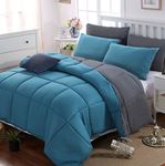 AYSW Duvet Double Comforter and Anti Allergy All Season Grey and Teal NO Pillowcases Only Quilt 10.5 Tog Duvet