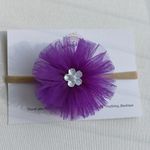 TinyShiny_PomPom Bow with Baby soft headband (Purple)