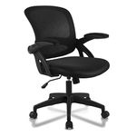 Ergonomic Office Chair, KERDOM Breathable Mesh Desk Chair, Lumbar Support Computer Chair with Wheels and Flip-up Arms, Swivel Task Chair, Adjustable Height Home Gaming Chair (931C Black)