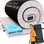 Matrix Cell 4 inch Queen Memory Foam Floor Mattress Pad, Roll Up Mattress, Guest Floor Mattress for Adults, Roll Away Bed for Sleepover, Sleeping Mat, Cot Mattress Pad, Heavy Duty Travel Cot Pad