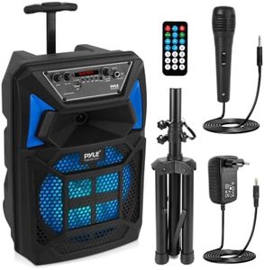Pyle Portable Bluetooth PA Speaker System - 400W Outdoor Bluetooth Speaker Portable PA System w/Microphone in, Party Lights, MP3/USB SD Card Reader, FM Radio, Rolling Wheels - Mic, Remote - PPHP82SM