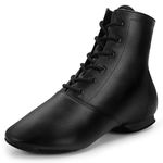 lalaball Jazz Dance Boots Split Sole Ballet Dancing Shoes Leather Jazz Boots for Women Men,Black, Black, 10 Women/9 Men