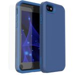 X-belmox for iPhone SE Phone Case and Screen Protector, Rugged for iPhone 7/iPhone 8 Case Shockproof, [Dropproof] Military Hard Case for iPhone SE 3rd Gen/SE 2nd Gen, SE 2020/2022 Cover, Sea Blue