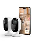 Arlo Essential 2K Indoor Pet Security Camera, Wired Home CCTV Camera Indoor With Night Vision, Siren, 2 Way Audio & WiFi, Arlo Secure Free Trial, 2 Cameras, with auto privacy lens cover, white