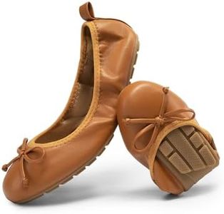 DREAM PAIRS Women's Flats, Wide Foldable Ballet Flats for Women, Width Bowknot Round Toe Comfort Light Weight Slip-On Dress Shoes,Size 10W,Brown