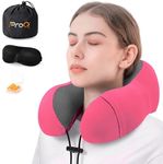 ProQ Neck Pillow For Travel-Travel Pillow For Flights-Memory Foam Neck Pillow-Travel Neck Rest Pillows-Traveling Pillow For Men,Women Travelling Accessories,Lightweight,Portable,Pink,Standard