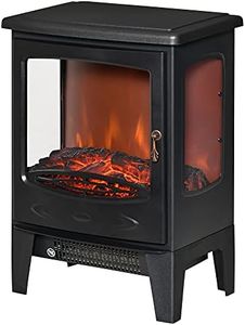 HOMCOM Cheminée électrique poêle Style néo-rétro 900-1800 W Simulation Flammes LED luminosité réglable Acier ABS Noir