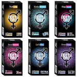 Notty Boy Variety Pack Of 6 Unique Assorted Condoms For Men - 4in1 Multi Textured Ribbed Studded Contoured, Lubricated, 1500 Power Studs, 3in1, Super Slim (60 Count) |