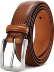 DOOPAI Mens Dress Belt Genuine Leather Dress Belts For Men,Casual Suit Jeans Belt-Single Prong Buckle light brown belt