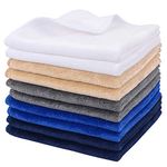 SINLAND Microfiber Facial Cloths Fast Drying Washcloth 12inch x 12inch (Pack of 10, White+Cream+Blue+Navy Blue+Grey)