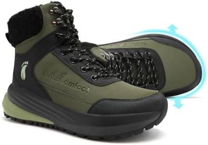 Men's Orthopedic Extra Wide Diabetic Snow Boots, Waterproof Arch Support Walking Boots, Orthotic Footwear for Hammer Toes, High Instep & Flat Feet, Camping & Home Use Green Size 11