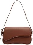 Verdusa Women's Leather Shoulder Bag Clutch Purses Trendy Hobo Crossbody Handbags Y2K Saddle Flap Underarm Shoulder Purse Brown One-Size