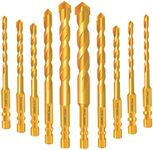 (gold) - JOERIC Titanium Masonry Drill Bits Set, 10PCS Concrete Drill Bit Ceramic Tile Drill Bit Set Tungsten Carbide Tipped Ceramic Tile Drill Bits for Concrete Brick Glass Plastic and Wood (5mm-12mm)