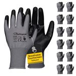 SAFEYEAR 12 Pairs Of Black Nitrile Palm Coated Work Gloves with Touchscreen for Builder ，Lightweight safety gloves for work Men and Women warehouse,Gardening, Cleaning, DIY, Construction, Delivery