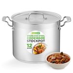 NutriChef 12-Quart Stainless Steel Stockpot - 18/8 Food Grade Heavy Duty Large Stock Pot for Stew, Simmering, Soup, Includes Lid, Dishwasher Safe, Works w/All Cooktops