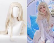 Aadesso Women's Long Blonde Wavy Elsa Cosplay Wig Halloween Party Daily Costume Wit(For Adults)