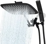 G-Promise All Metal Shower Head with 71 Inch Hose, 12 Inch Square Rain Shower Head with Handheld Spray Combo, Extra Long Hose, 3-Way Diverter, Height-Adjustable Extension Arm (Matte Black)