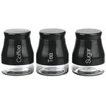 ARA CHOICE Set of 3 Kitchen Storage Canisters Tea Coffee Sugar Jars Pots Containers Caddy Stylish Matt Black Glass with Screw Lid Jar Pots Food Containers Kitchen Storage Canister Set 700ml