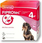 Beaphar - FIPROtec Spot-On Flea & Tick Treatment for Small Dogs 2-10kg - 4 Pipettes - Kills Fleas & Ticks – Veterinary Medicine - Easy to Apply Monthly - Suitable for Dogs & Puppies from 8 Weeks