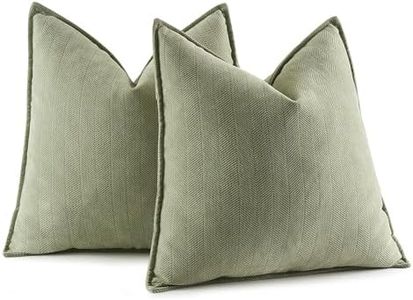 MIULEE Pack of 2 Sage Green Decorative Pillow Covers 18x18 Inch Soft Chenille Couch Throw Pillows Farmhouse Cushion Covers with Elegant Design for Sofa Bedroom Living Room Home Decor